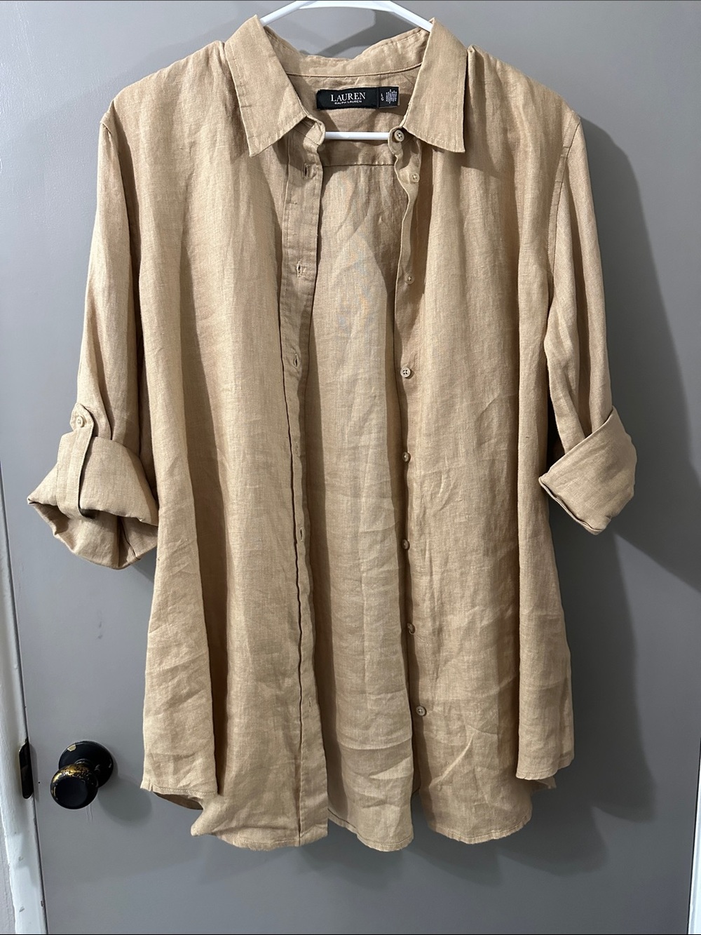Lauren Ralph Lauren Sandstone Linen Button-Front Shirt